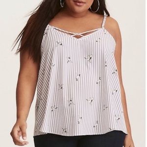 TORRID Tank Top Striped Birds Print Size 2